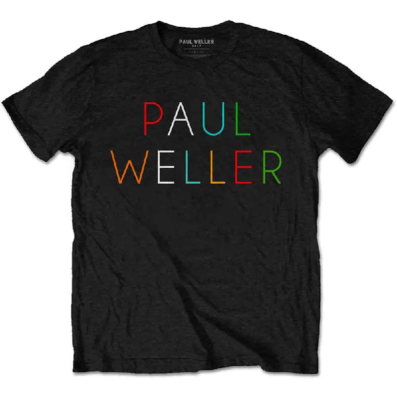 Paul Weller Official Multicolour Logo Print T Shirt Black