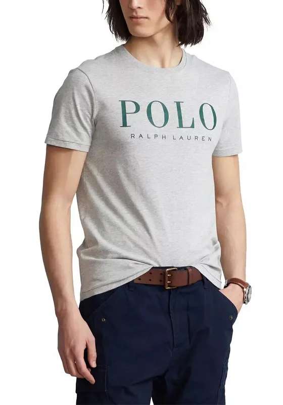 Ralph Lauren Logo Print Custom Slim Fit T-Shirt, Grey Heather