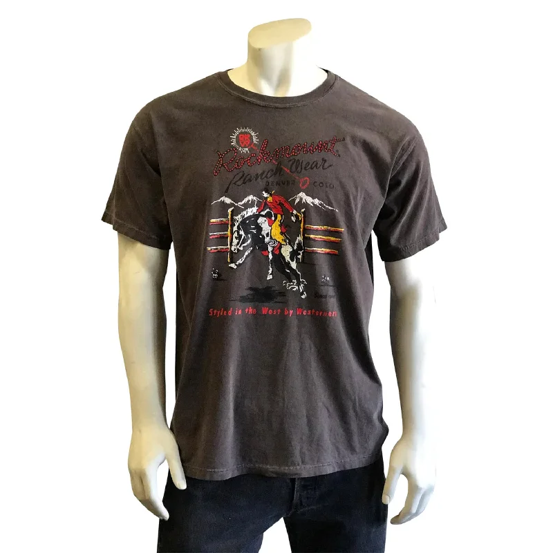 Rockmount Mens Bronc Rider Brown 100% Cotton S/S T-Shirt