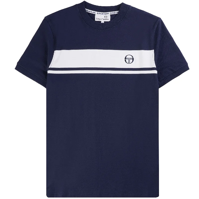 Sergio Tacchini Men's SS Master Crew Neck T Shirt Navy Blue