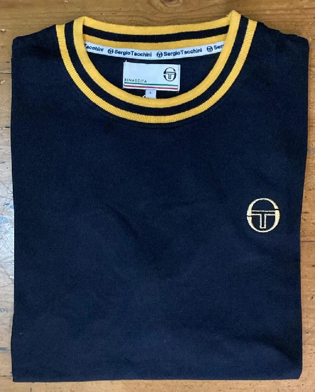 Sergio Tacchini Men's SS Rainer Ringer T Shirt Black Gold