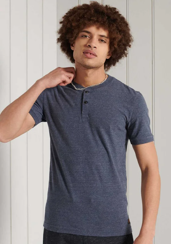 Superdry Henley Short Sleeve T-Shirt, Navy Marl