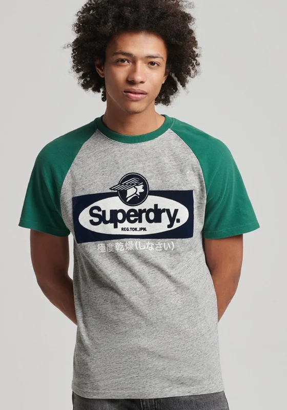 Superdry Vintage CL Raglan T-Shirt, Athletic Grey Marl