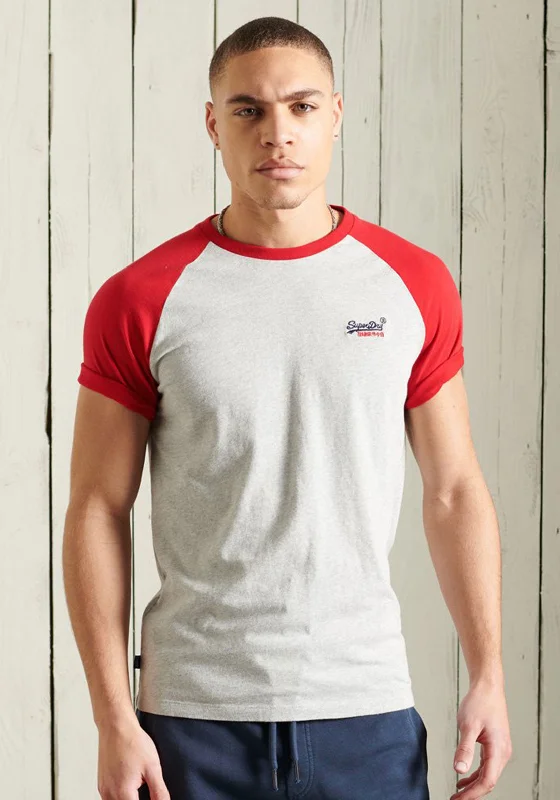 Superdry Original Label Baseball T-Shirt, Light Grey