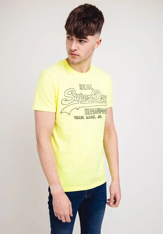 Superdry Outline Pop T-Shirt, Neon Yellow