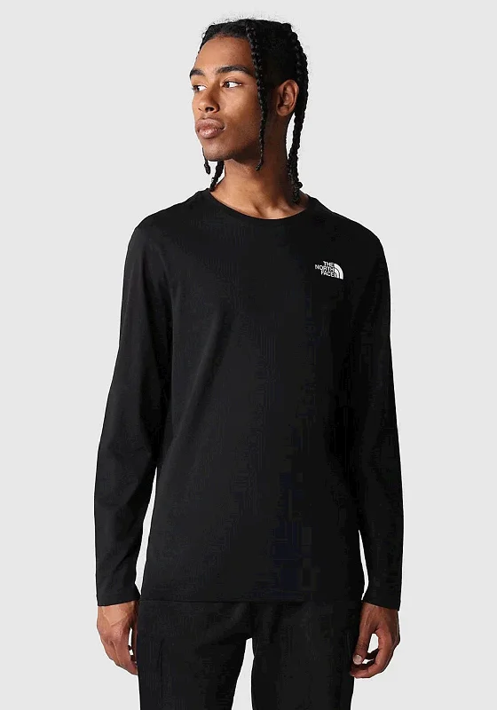 The North Face Mens Easy Long Sleeve T-Shirt, Black & Zinc Grey