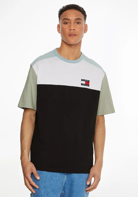 Tommy Jeans Colour-Block Badge T-Shirt, Black Multi