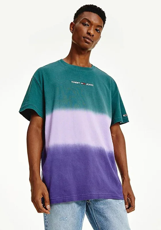 Tommy Jeans Colour Block Dip Dye T-Shirt, Violet Viola