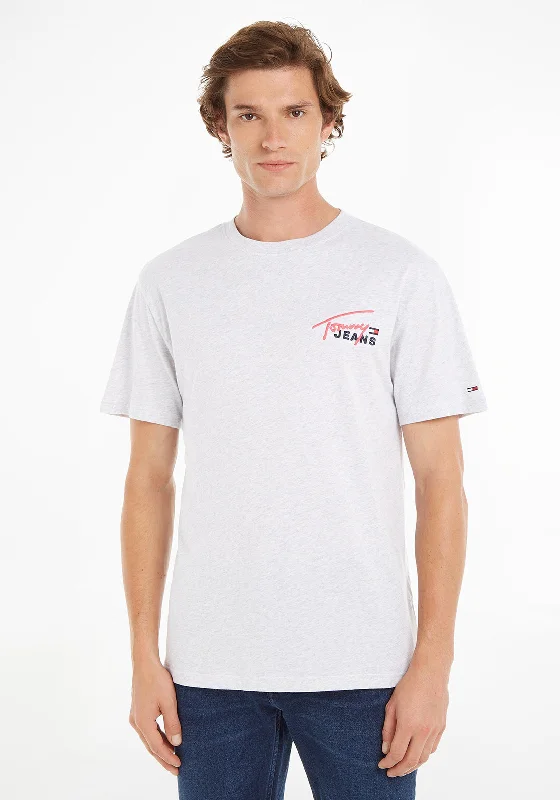 Tommy Jeans Classic Graphic Signature T-Shirt, Silver Grey Heather